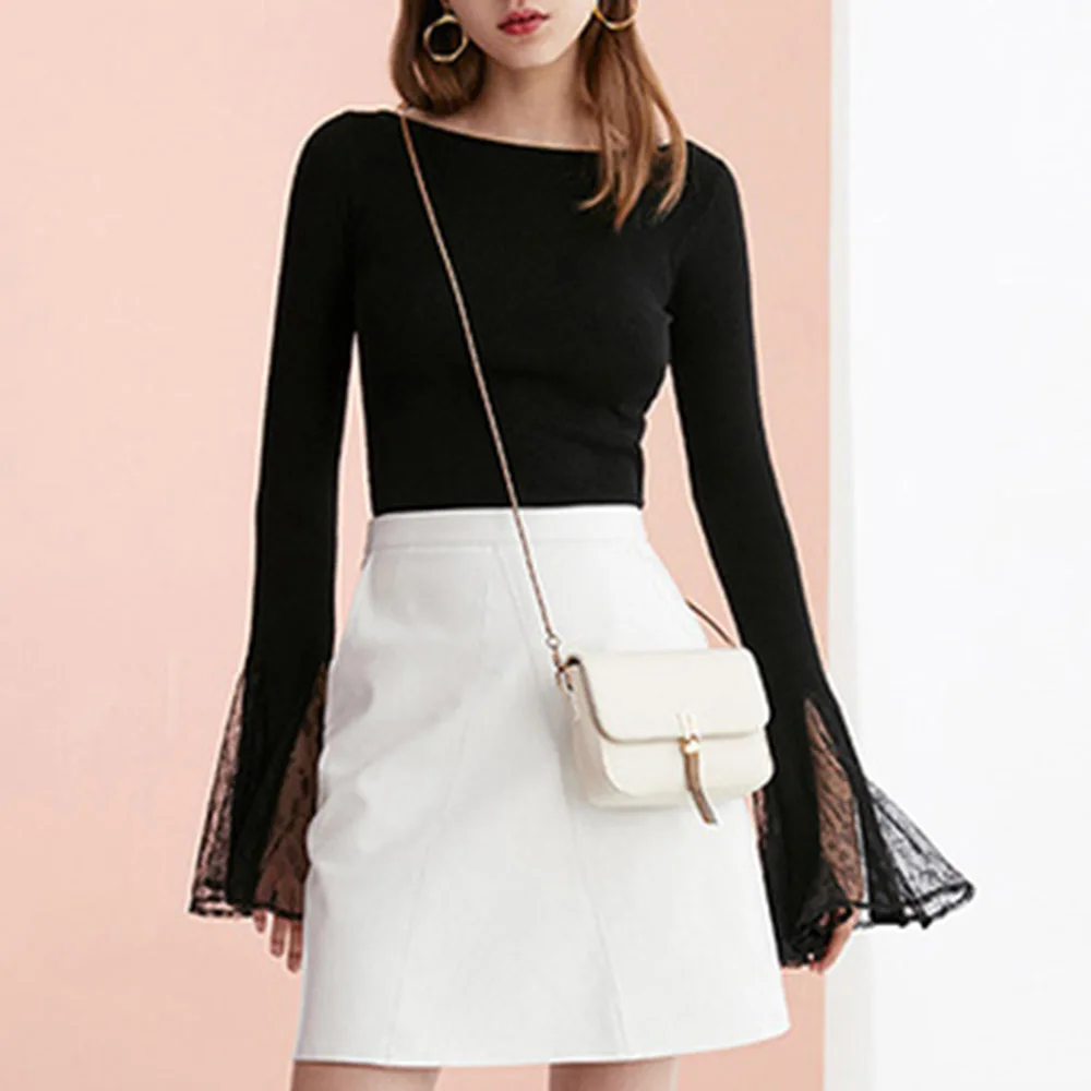 

Женская футболка с длинным рукавом и круглым вырезом, весна-лето