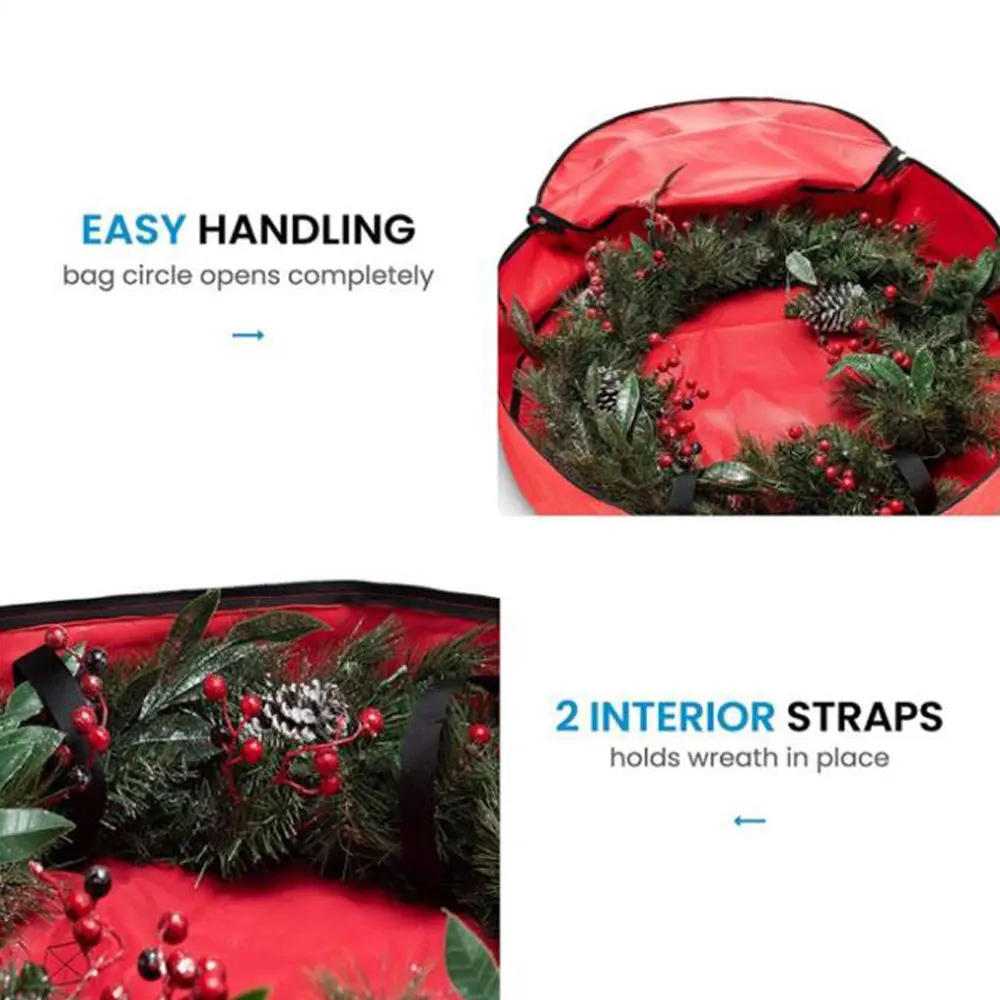 

Foldable Christmas Wreath Storage Bag Resistant Dustproof Xmas Wreaths Storage Bag For Storing Christmas Tree Garland Storage