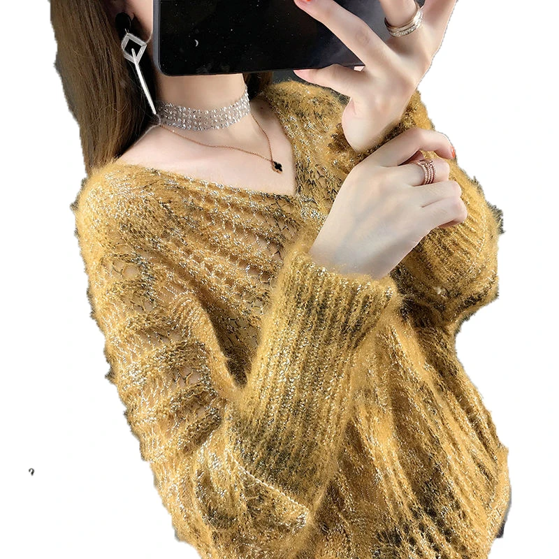 Sweater Female 2019 Autumn Winter Cashmere Knitted V Neck Sexy Hollow Out Women And Pullover Jumper Pull Femme | Женская одежда