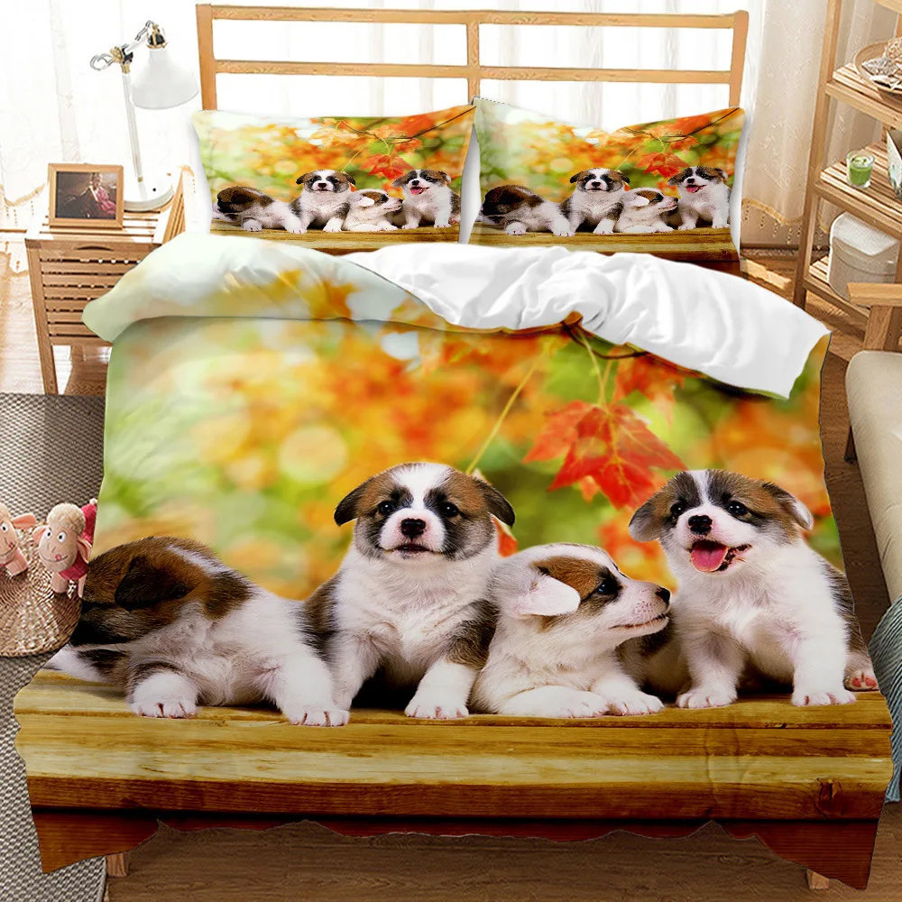 

Cute Dogs Cats Animals 3D Print Comforter Bedding Sets Queen Twin Single Size Duvet Cover Set Pillowcase Home Textile Luxury