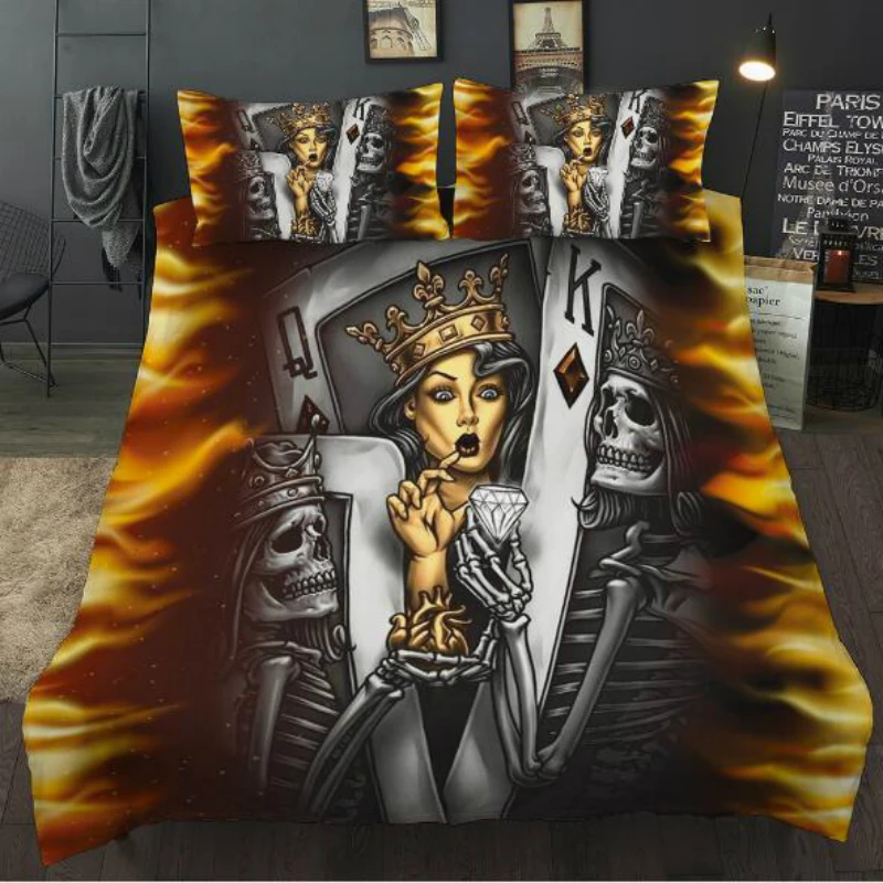 Пододеяльник наборы постельного белья с 3D рисунком игральных карт смерти