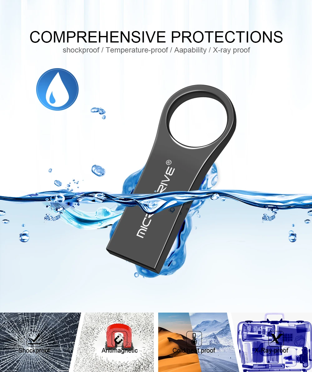 Водонепроницаемый usb флеш-накопитель 4 GB/8 GB/16 GB/32 GB/64 GB металлическая карта pendrive Memory Stick накопители u-диск с кольцом для ключей