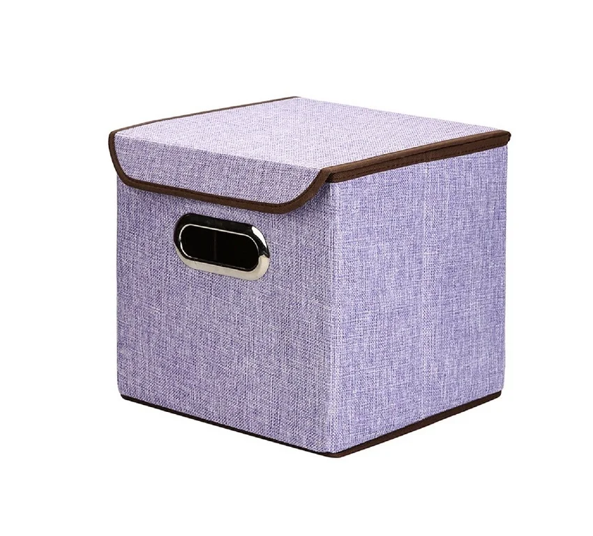 24.5x24.5x25cm Складной квадратный хлопковый льняной ящик для хранения одежды большой шкаф прямоугольник ящик для хранения Органайзер с крышкой портативный контейнер - Цвет: 24.5x24.5x25cm