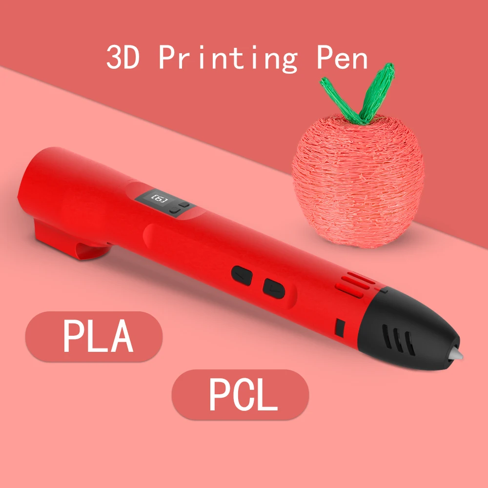 

QCREATE 3D Pen PCL PLA Dual Mode LCD Display Adjustable Temperature 8 Speed Regulation Come With 10 Colors 50 Meters Filament