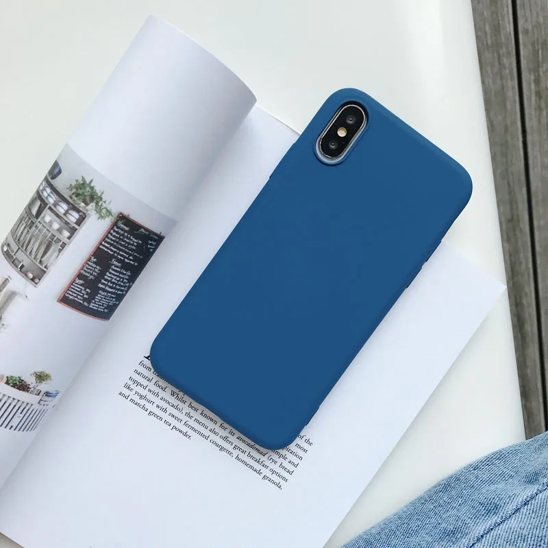 Синий Роскошный Мягкий ТПУ силиконовый чехол для телефона для iPhone 11 Pro XS Max XR X 10 iPhone 8 7 Plus iPhone 6S 6 S 6Plus - Цвет: Синий