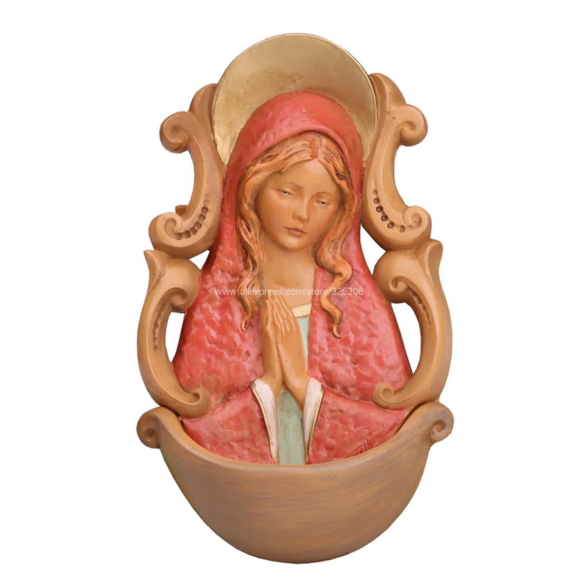 Fuente de agua santa con la Bengala de la Virgen María, estatua de escultura para decoración del hogar, recuerdo de Iglesia, regalo, 6,3 pulgadas, nuevo