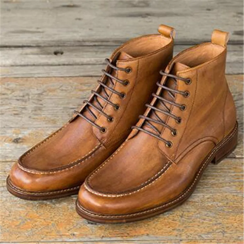 KRUSDAN/модные зимние полусапоги для верховой езды мужские коричневые ботильоны из