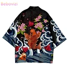 Размера плюс 6XL Карп Китай Стиль пляжные Харадзюку японский комплекты модные кимоно для мужчин женщин кардиган Haori Оби японская одежда костюм со штанами