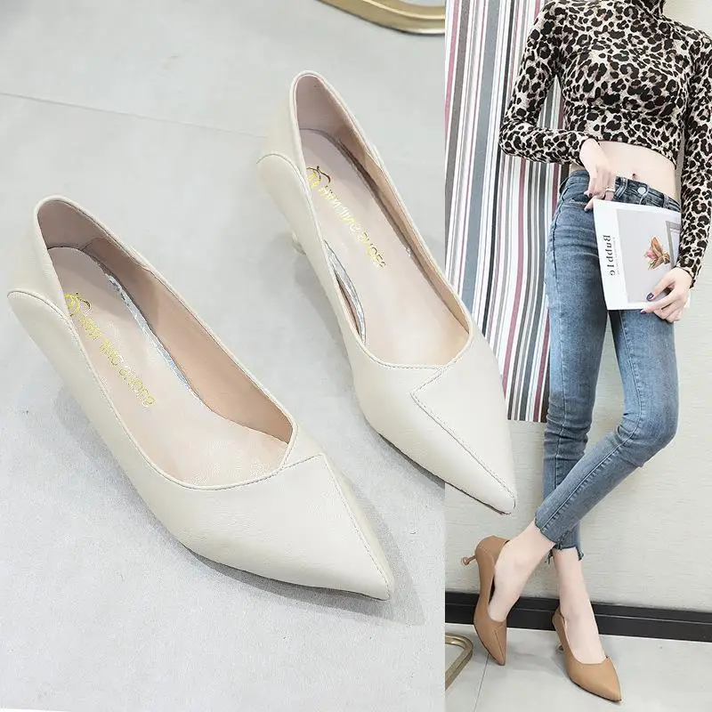 

Low Heels Korean Shoes Pointed Toe Casual Female Sneakers Dress Flats Women 2021 New Summer PU Lace-Up Fretwork Pumps High Solid