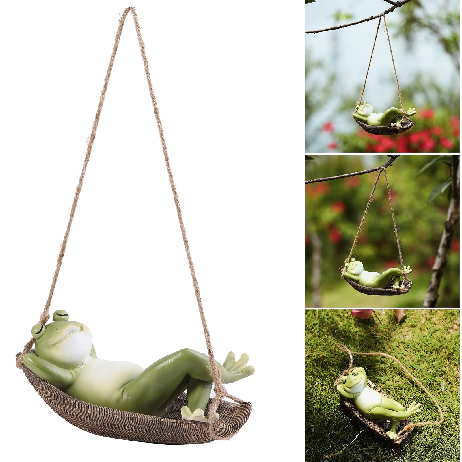 

Hanging Frog Ornament Creative Painted Resin Crafts Animals Statue for Home Garden Courtyard Decoration FBS889