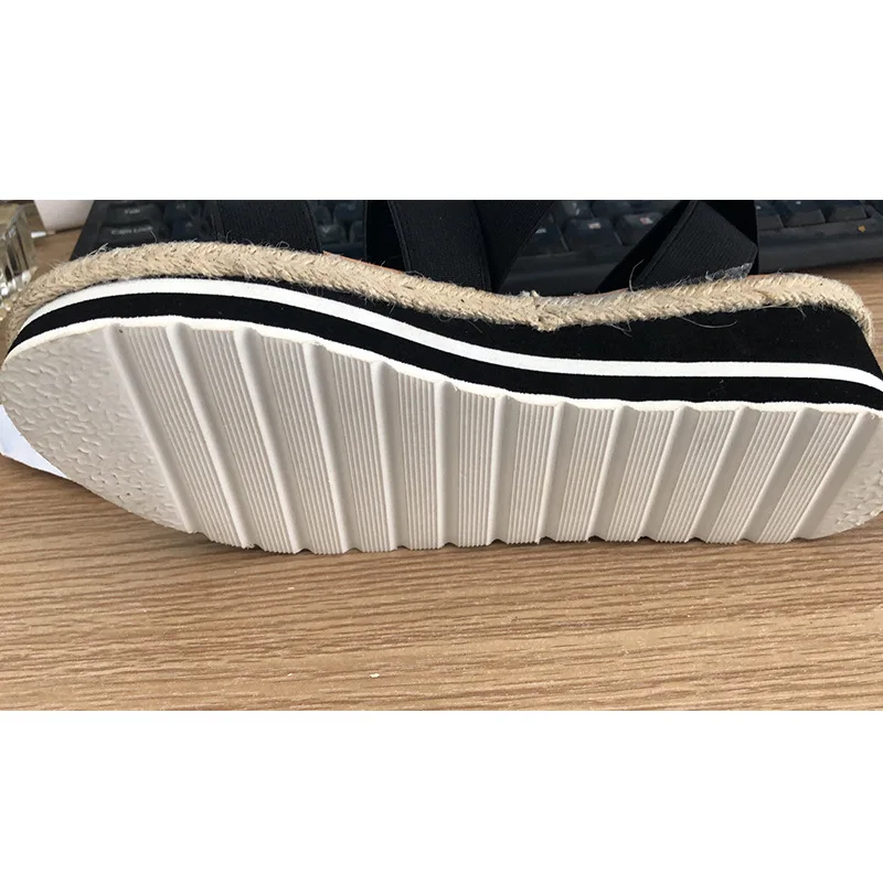 

2020 New Women Sandals Casual Linen Canvas Wedge Sandals Summer Sliders Ankle Strap Med Heel Platform Pump Ladies Outdoor Shoes