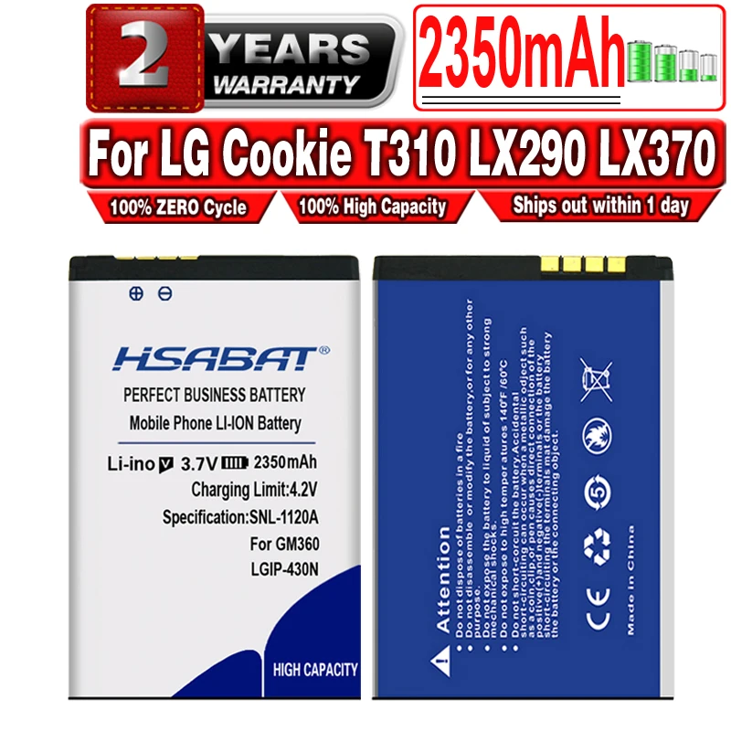 Аккумулятор HSABAT LGIP-430N 2350 мАч для мобильных телефонов LG Cookie T310 LX290 LX370 LN240 T310i T320 GS290