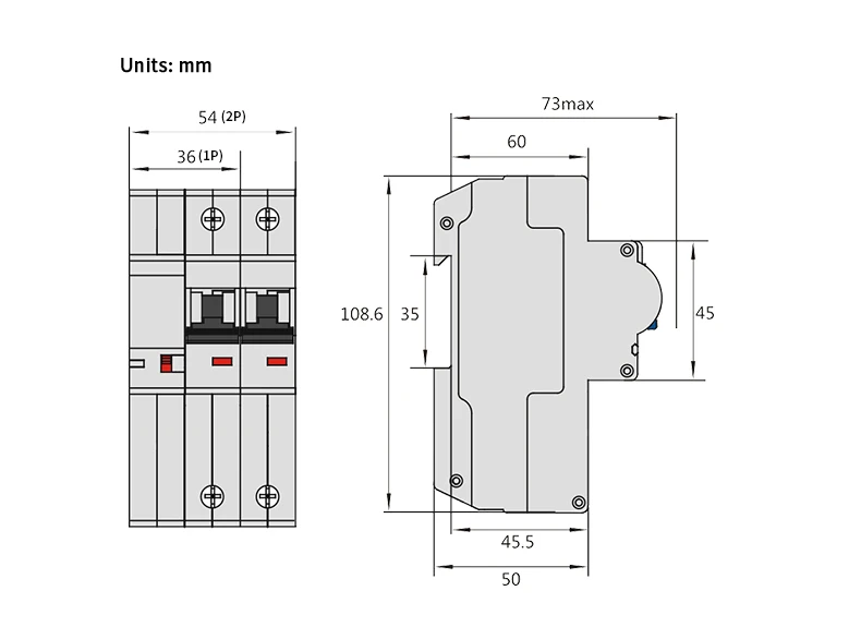 Автоматический выключатель с дистанционным управлением 2P Wi-Fi мониторинг энергии