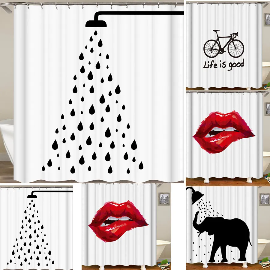 Велосипедный Жизнь хороша в виде красных губ Водонепроницаемый душ Шторы s Душ