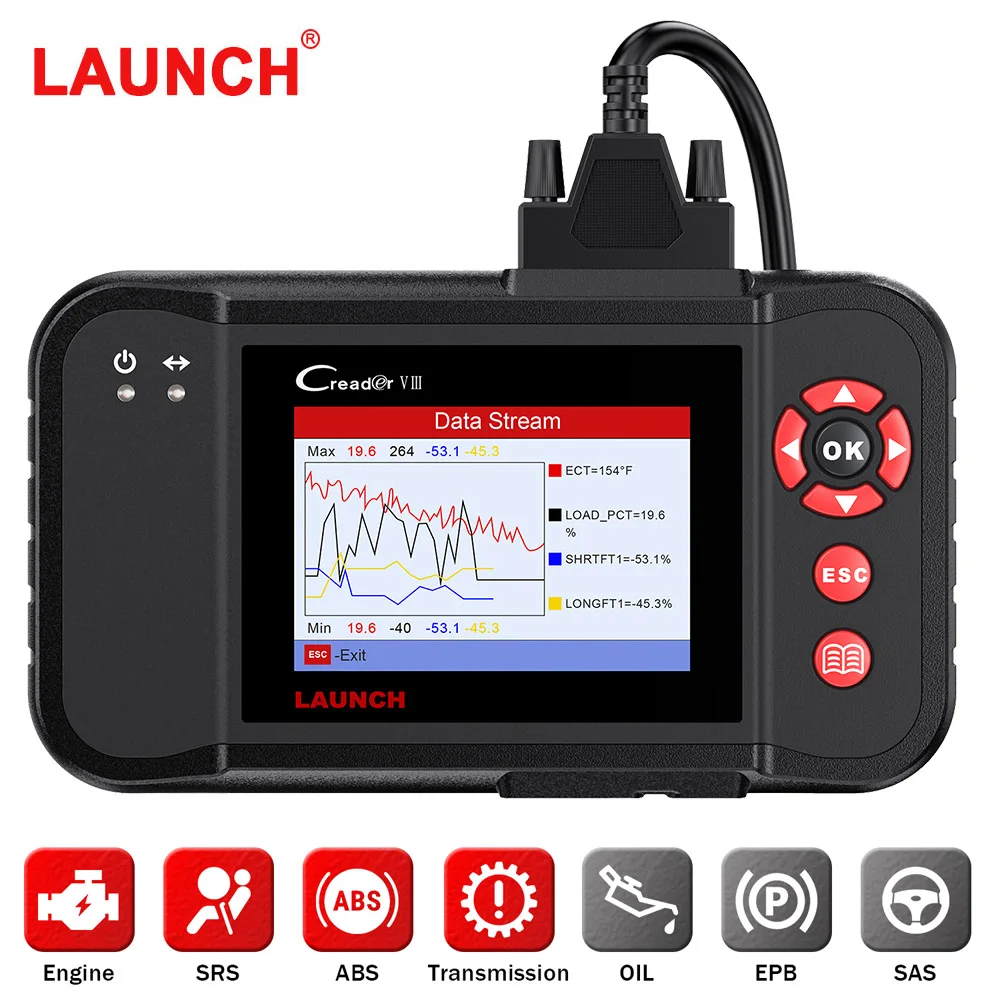 

LAUNCH X431 Creader VIII OBD2 Auto Diagnostic Tool Professional Scanner Engine System AT ABS SRS 3 Reset Oil EPB SAS Code Reader
