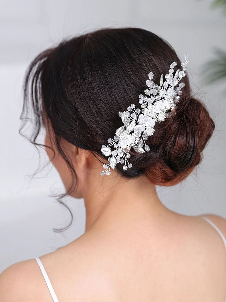 Свадебные Элегантные аксессуары для волос Серебряный цветочный гребень