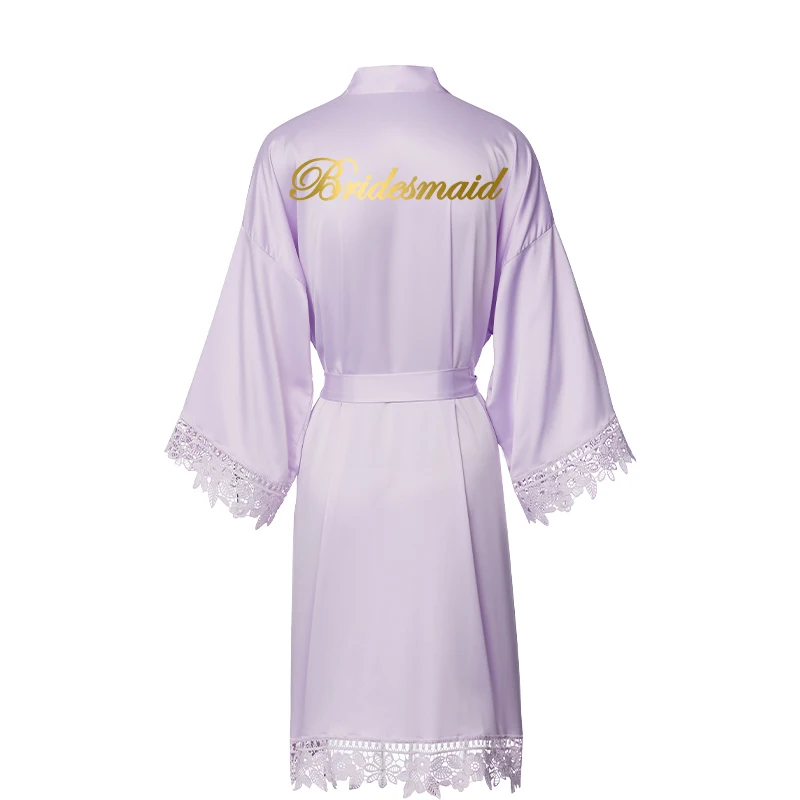 Женское матовое атласное кружевное платье лавандовый индивидуальный халат