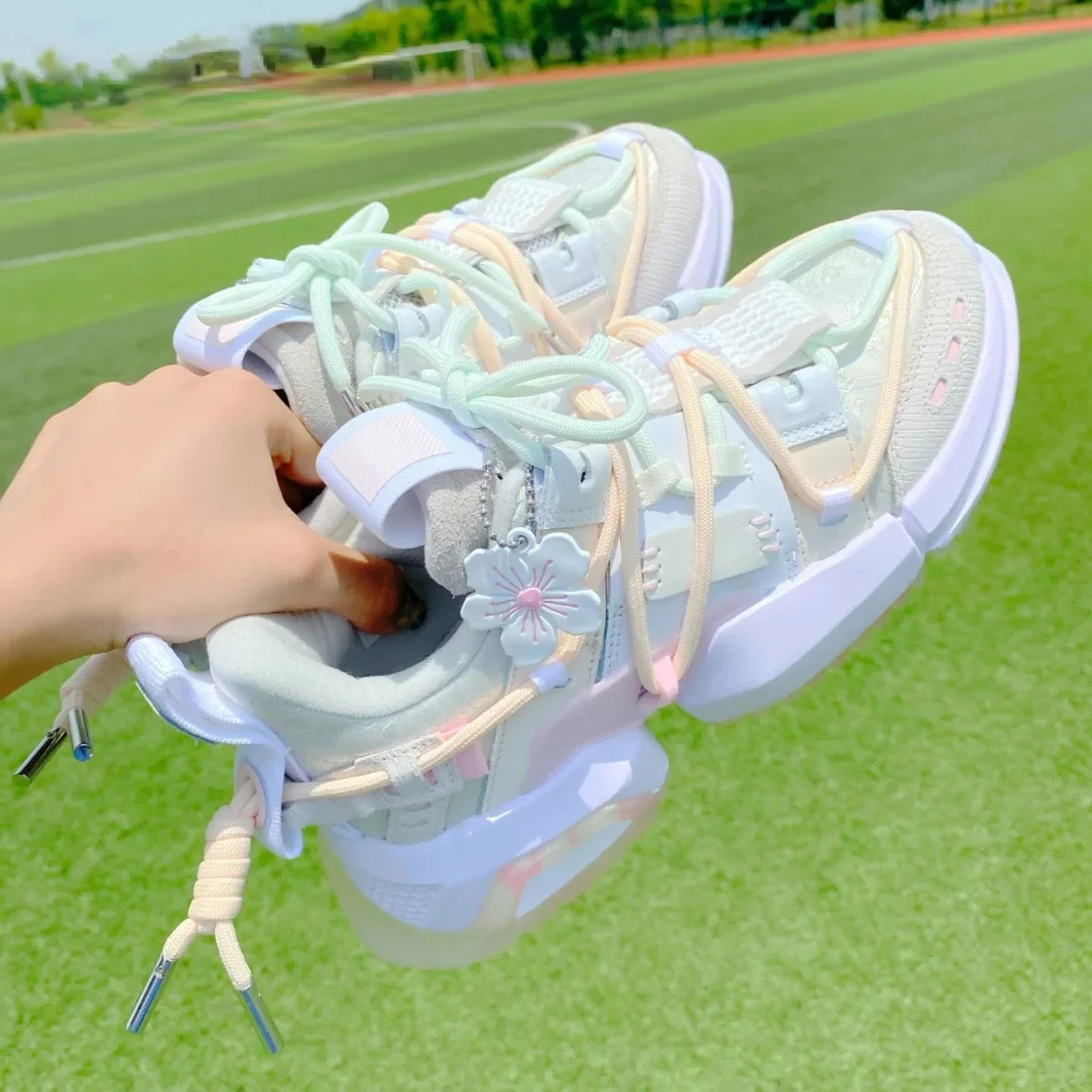 

Женские туфли на толстой подошве, повседневная спортивная обувь контрастных цветов, большие размеры