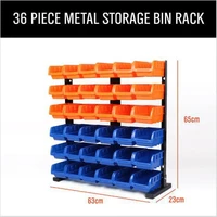 36pc tool parts box storage rack shelving garage hardware screw tool organize box with iron shelf components box