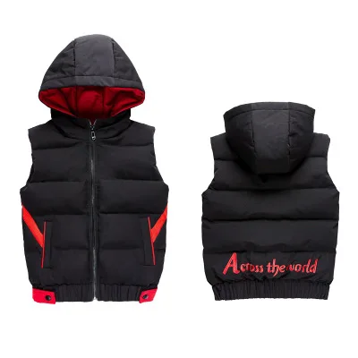 Зимняя куртка без рукавов для мальчиков с буквенным принтом Детский Теплый жилет