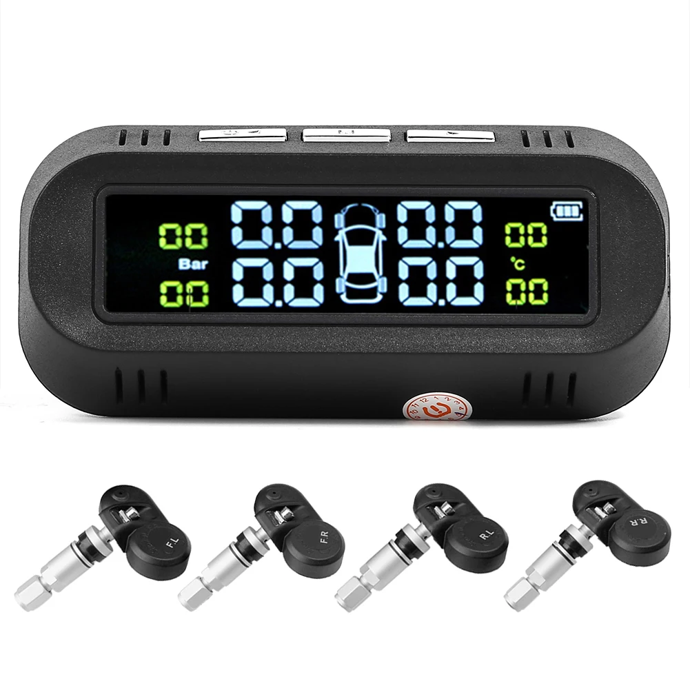 USB Солнечная TPMS C68 автомобильная система контроля давления в шинах Солнечная энергия цифровой ЖК-дисплей Автомобильный датчик контроля давления в шинах TPMS 4 датчика