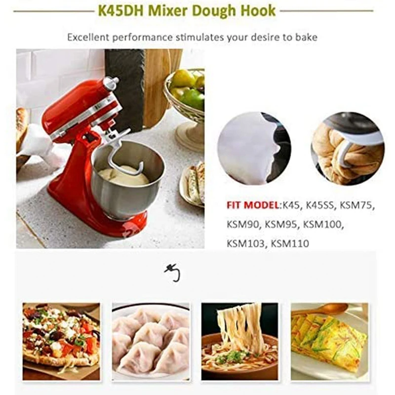 

Mixer Replacement Parts for Kitchenaid K5AB/K5AWW,Wire Whisk,Dough Hook for KitchenAid Mixer 4.5QT