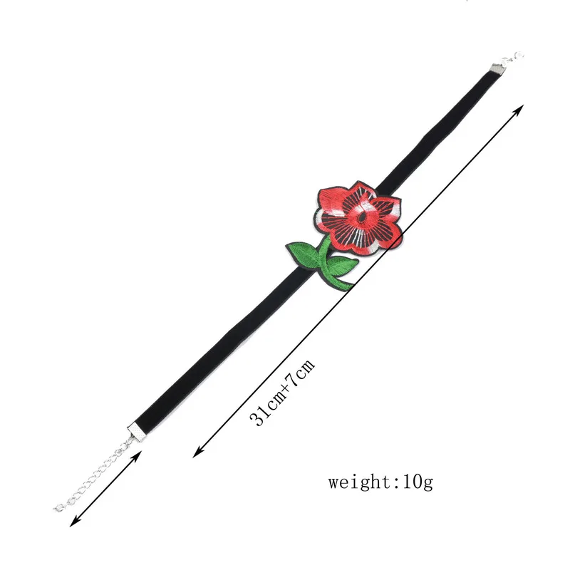 Женское колье-чокер Egirl Винтажный дизайн контрастный цвет с вышивкой в виде роз