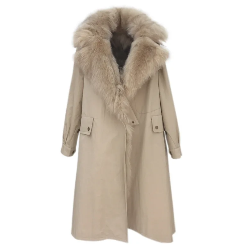 Женская парка с подкладкой из натурального Лисьего меха зимнее пальто женская