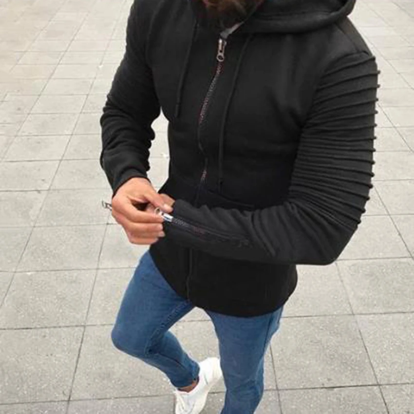 

Men Hip Hop Hoodies With Zipper Placket Winter Mens Casual Streetwear Hoodie Sweatshirt Swag Solid Pullover Hood Top