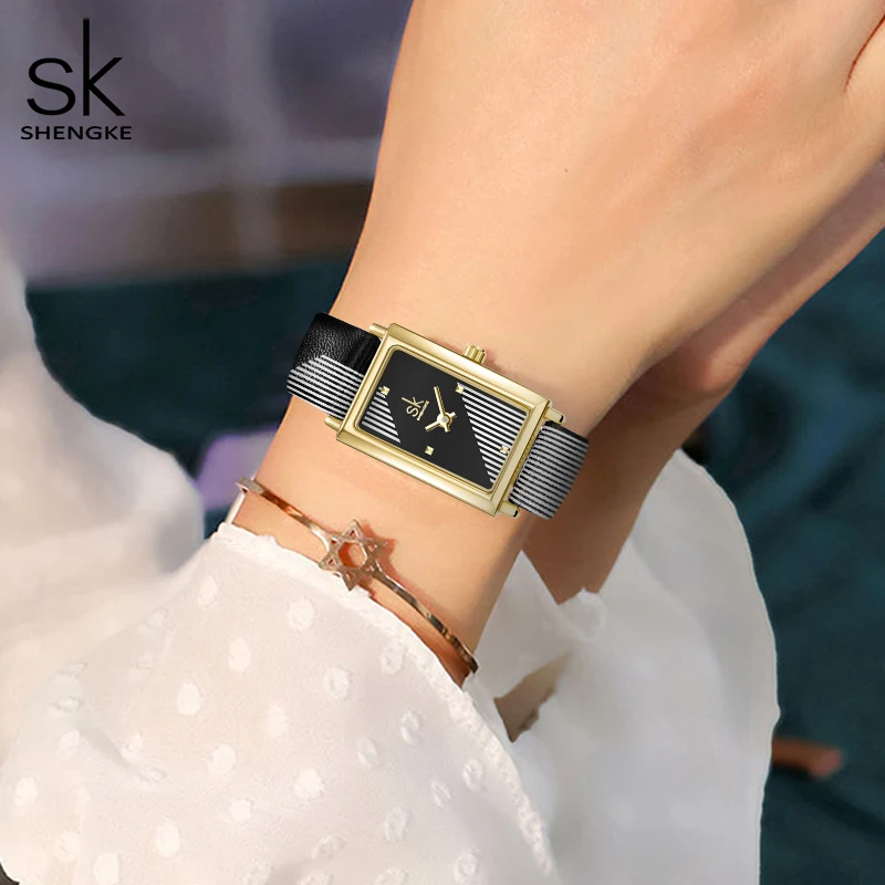 Shengke Fashion Luxury Women Watches Creative Leather Strap Woman Quartz Wristwatches New Beautiful Clock For Lady Reloj Mujer enlarge