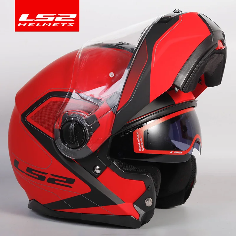 LS2 FF325 флип-ап мото велосипедный шлем двойной солнцезащитный объектив полный шлем для лица мото гоночные шлемы Capacete Cascos moto Casques - Цвет: Ferrari superman