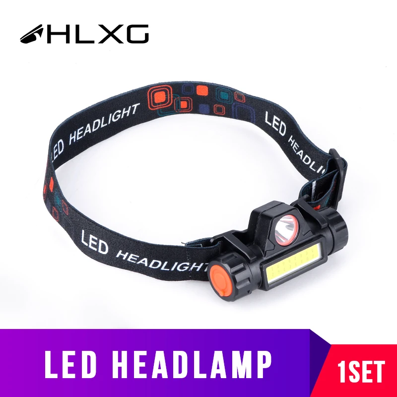 Портативный светодиодный налобный фонарик cob USB зарядное устройство кабель