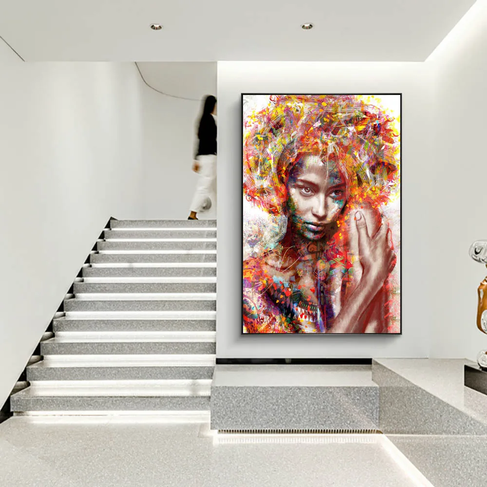 Абстрактная Сексуальная Африканская женщина Искусство Холст фотообои граффити