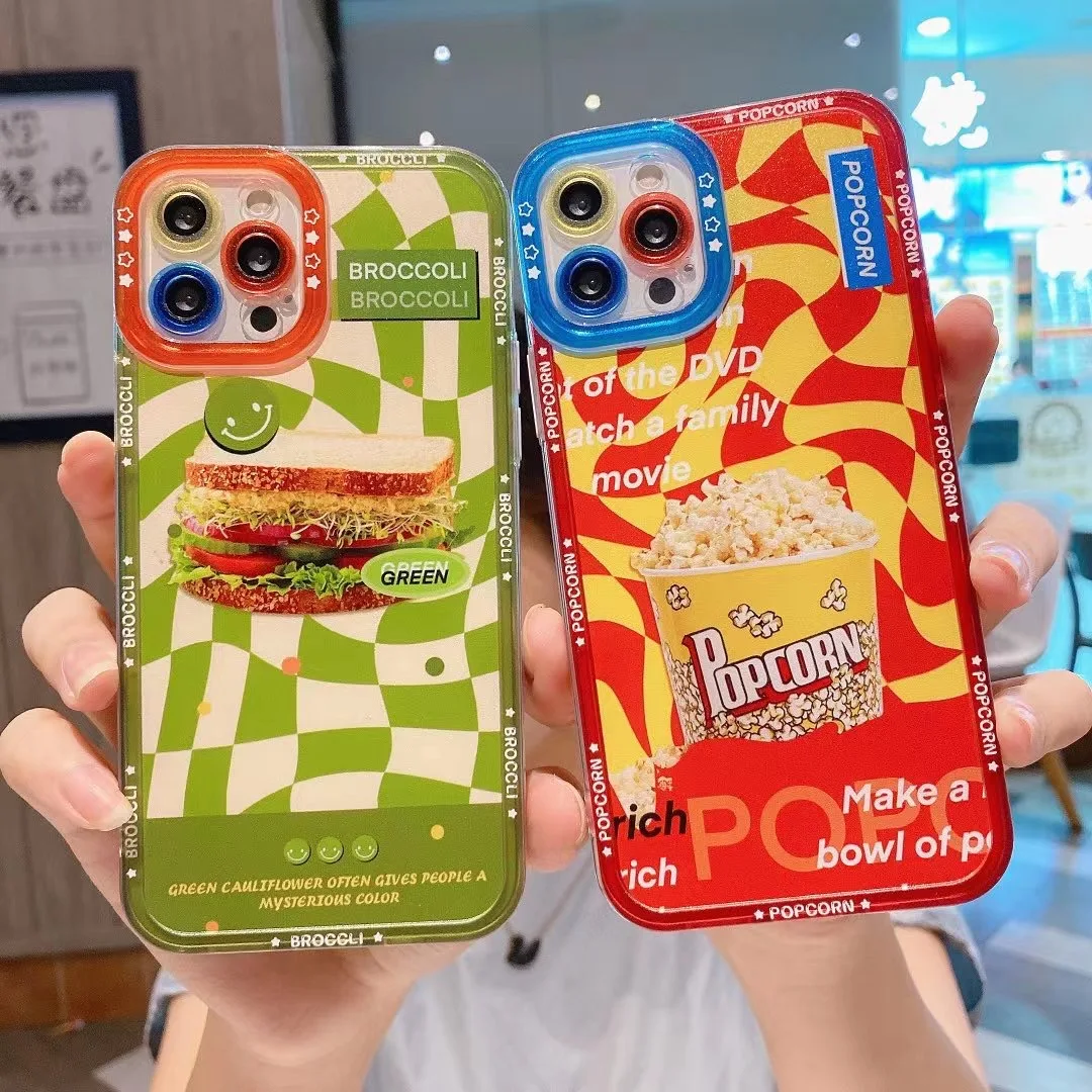 

TPU Soft Anti-Knock Angel Eyes Contrast Color Cam Protective Popcorn/Sandwich Phone Case iphone78 Plus X XR XS MAX 11 12 Pro Max