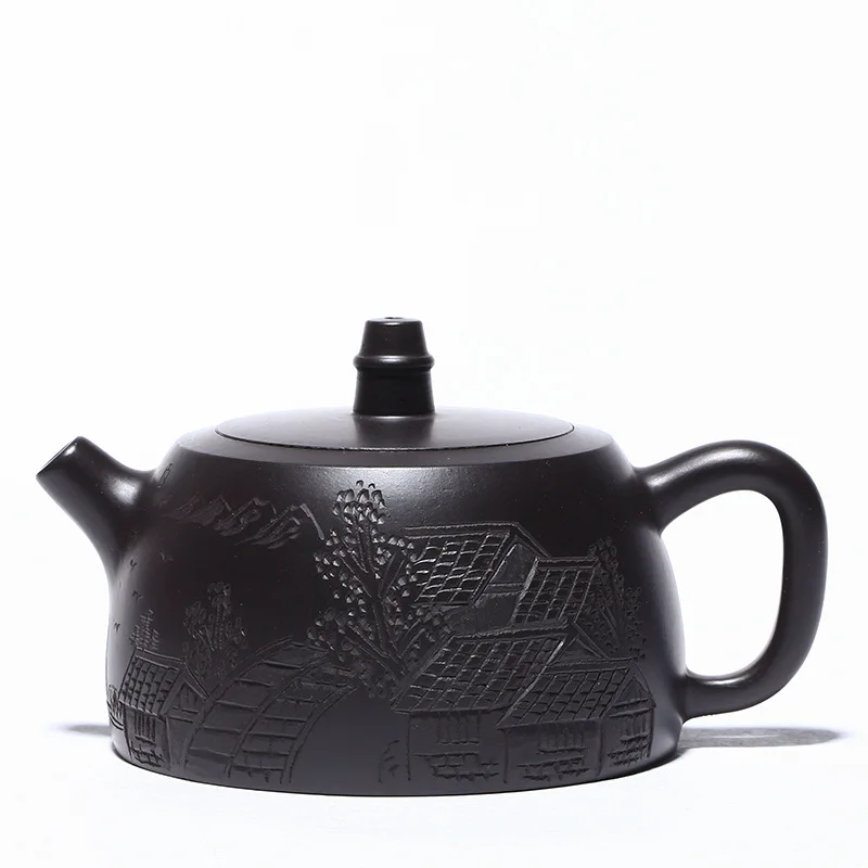

Handmade teapots by famous black clay masters in Yixing mine
