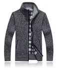 Мужской свитер с искусственным мехом, плотный кардиган, повседневный вязаный жакет, Осень-зима размера плюс M-4XL