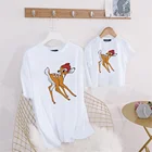 Милые футболки из мультфильма Бэмби и Диснея, одинаковая семейная одежда в стиле Харадзюку, милые детские футболки для мальчиков и девочек, детская одежда