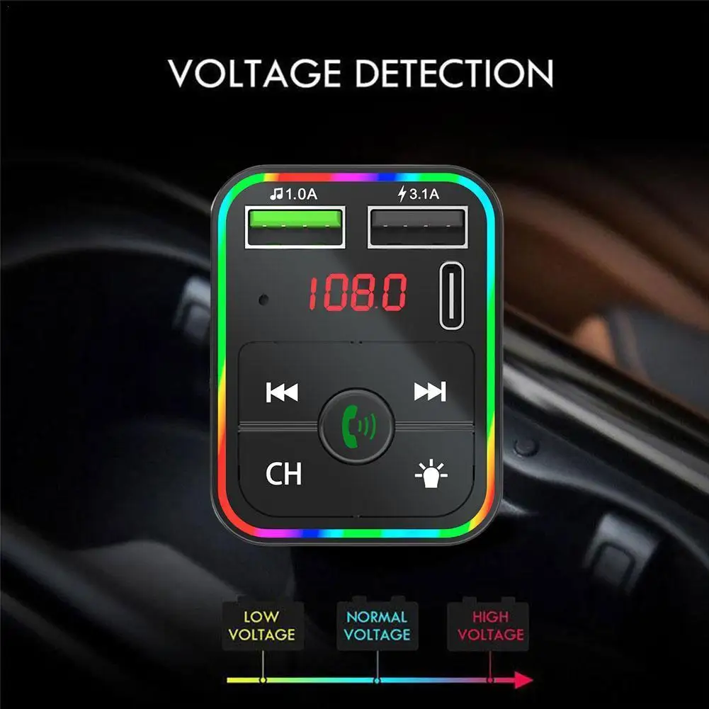 

Car Wireless BT5.0 FM Transmitter Modulator Auto MP3 Player Handsfree Audio Receiver With USB Fast Charge Support TF U Disk Play