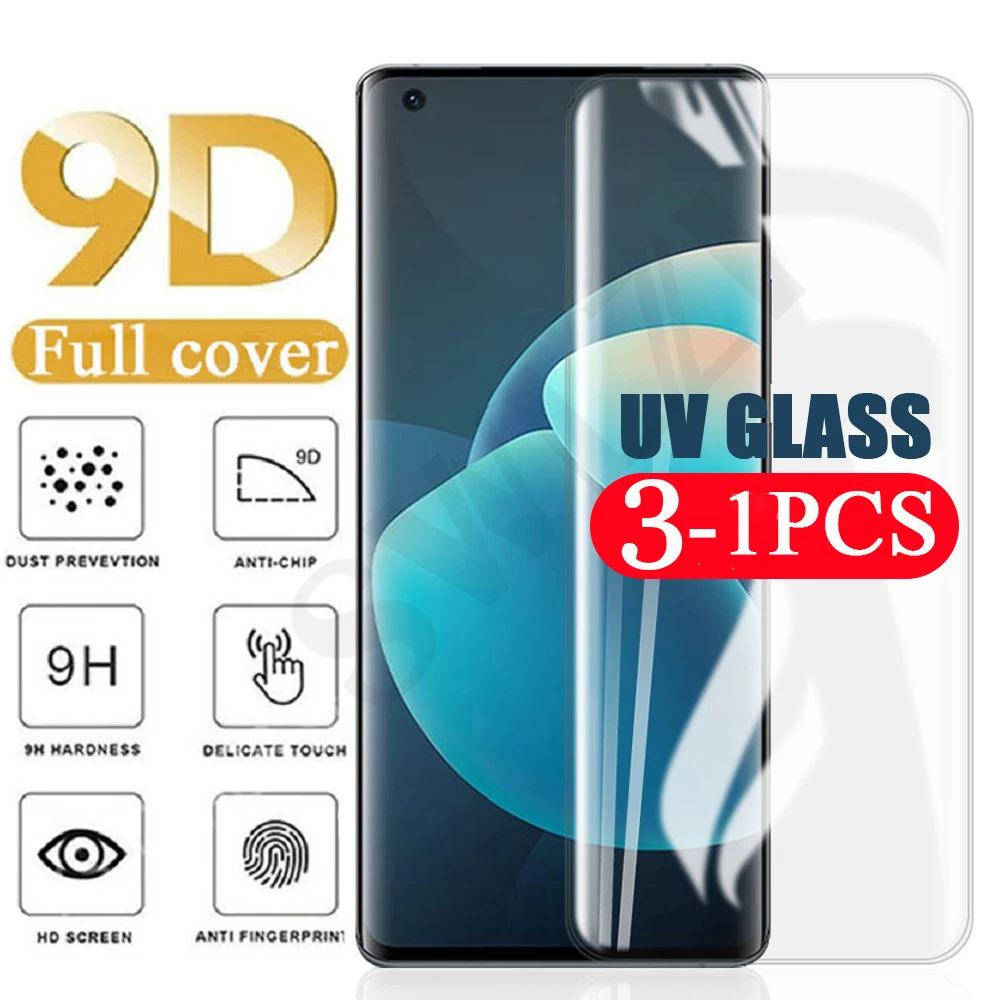 

3/2/1Pcs UV Glass for vivo iQOO 5 NEX 3 3S X50 X60 pro plus protective film UV tempered glass phone screen protector smartphone
