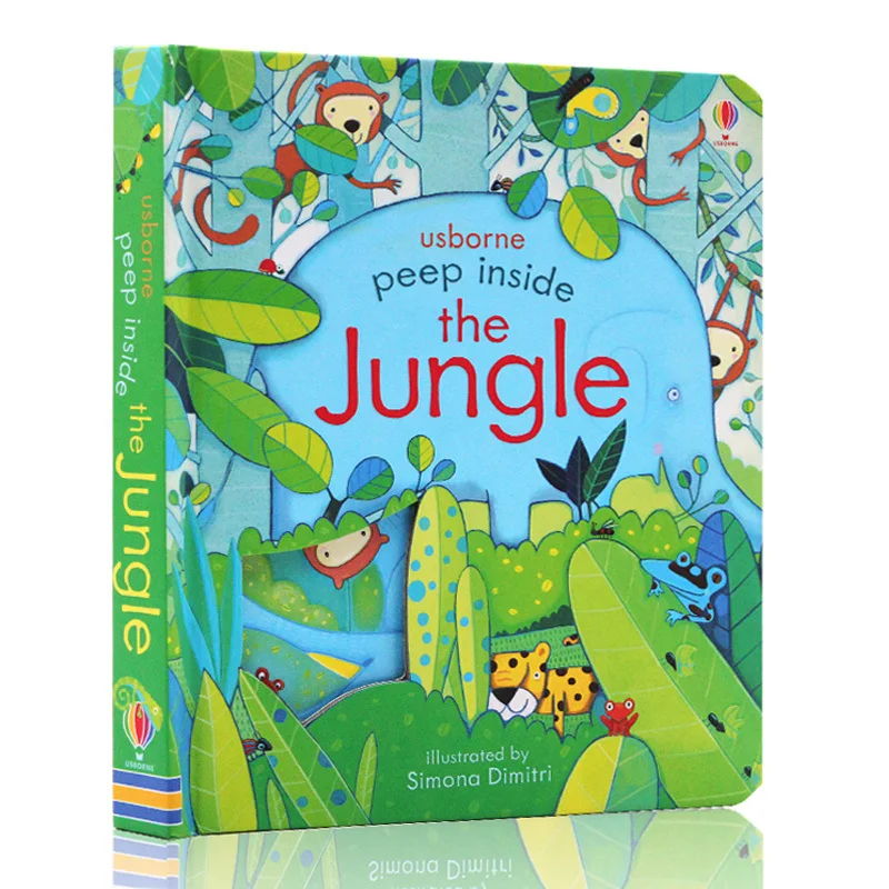 

Usborne Original Children Popular Books Peep Inside The Jungle Board book Colouring English Activity Picture Book for Kids