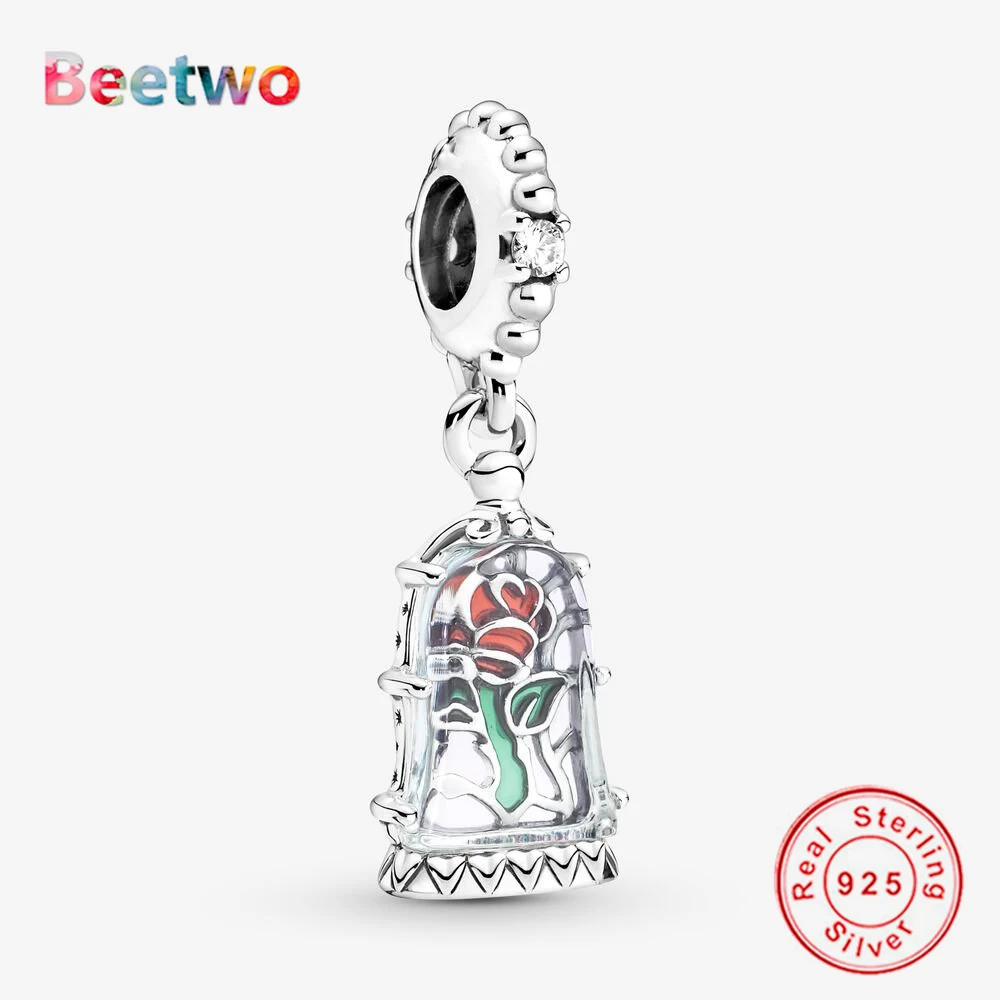 

Fit Original Pandora Charms Bracelet Silver 925 Enchanted Rose Dangle Pendant Charm Jewelry Berloque