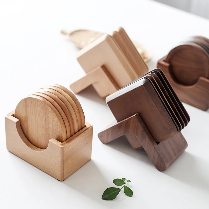 

Factory Wood Coaster Kitchen Accessories Coffee Cup Mat Drink Coasters Home Deco Round Tea Pad Table Pad Holder Tableware