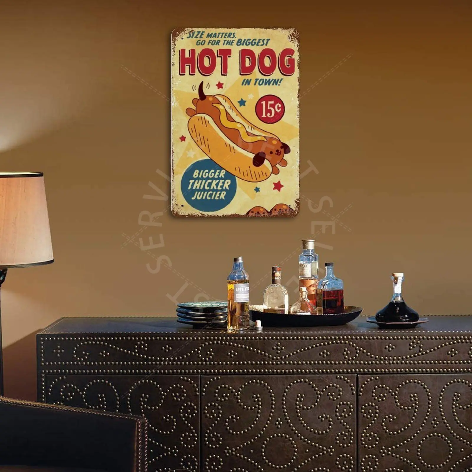 

Hot Dog In Town Vintage Metal Plaque Sign Bar Home Wall Decor Signs Retro Metal Poster Tin Sign Man Cave pub Kitchen Plates