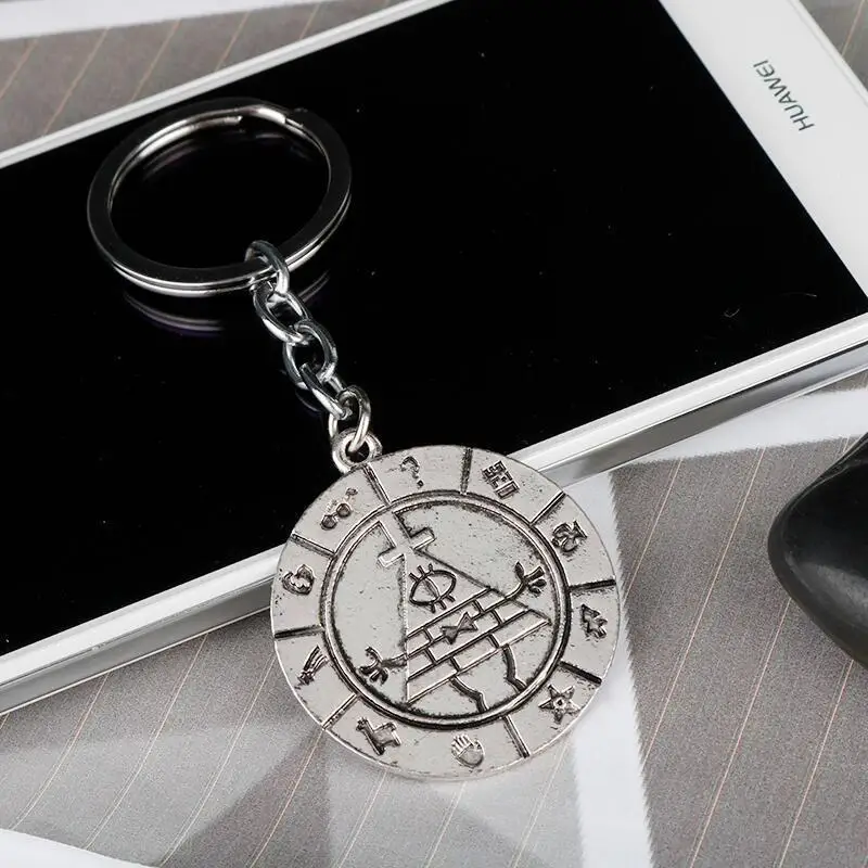 Ключница-картинка Gravity Bill Time Gem Cabochon 2021 года на брелках The Town с коричневыми кольцами.