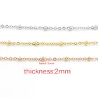 Цепочка Из Нержавеющей Стали 316L с бусинами 2 мм, ожерелье с длинной цепочкой 45, 50, 55, 60, 75 см, с застежкой-карабином, 5 шт.