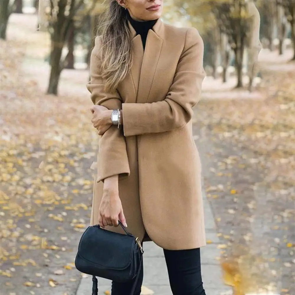 Модные уличные женские зимние теплые длинные офисные топы для покупок