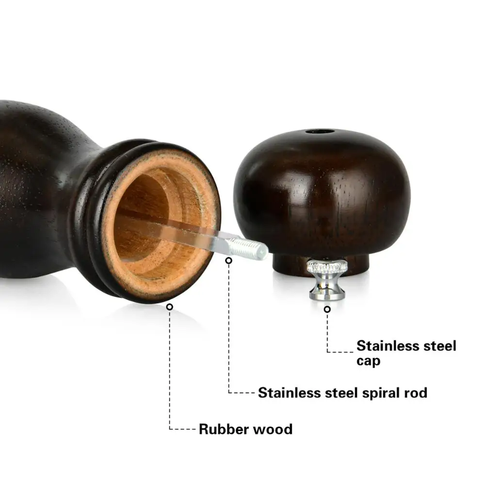 Деревянная мельница для перца Fissman из черной резины с сильной регулируемой