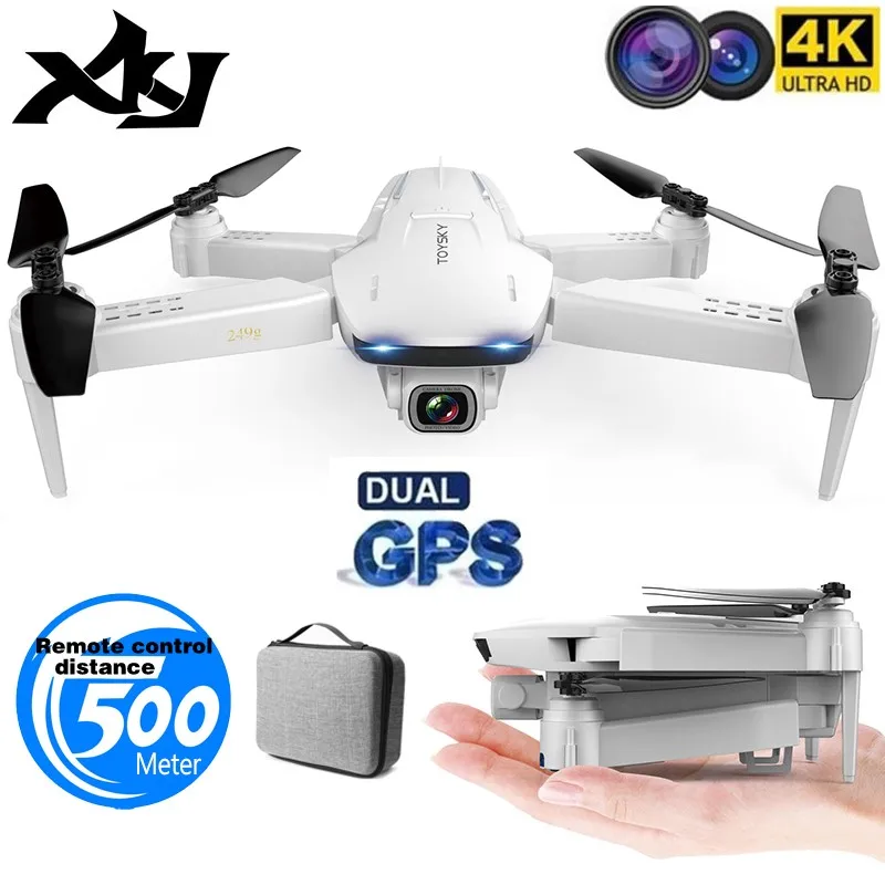 XKJ GPS Дрон S162 4K 1080P HD Камера 5G WI FI FPV складного квадрокоптера с помощью одной кнопки