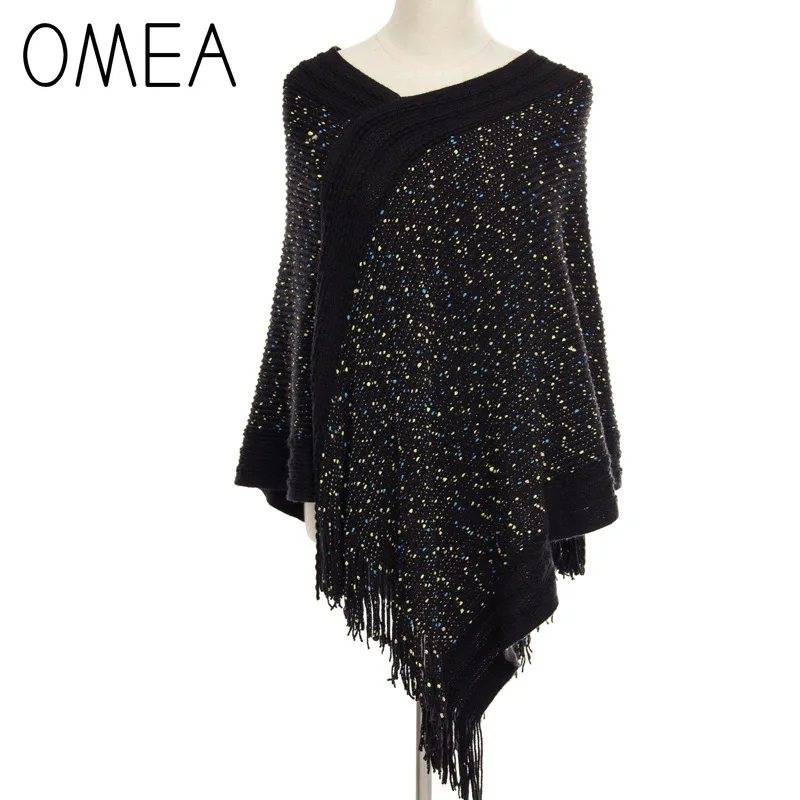 OMEA трикотажный пуловер пончо из шерсти и кашемира женский шарф зимнее с