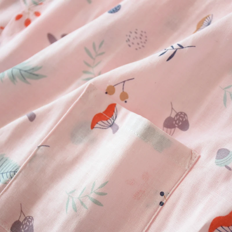 Халат женский из хлопка элегантная мягкая ночная рубашка оверсайз в японском